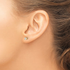 14K Gold Diamond Stud Earrings with Natural Round White Stones
