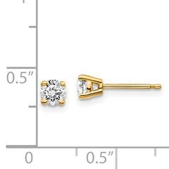 14K Gold Diamond Stud Earrings with Natural Round White Stones