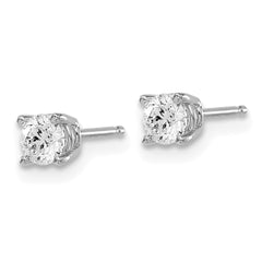 14K White Gold Diamond Stud Earrings with Push Back for Women