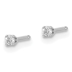 14K White Gold Diamond Stud Earrings with Rhodium Finish