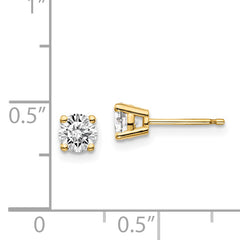 14K Gold Diamond Stud Earrings with Push Back for Women