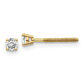 14K Yellow Gold Diamond Stud Earrings with Threaded Post for Elegant Wear