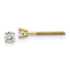 14K Yellow Gold Diamond Stud Earrings with Threaded Post for Elegant Wear