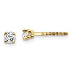 14K Yellow Gold Diamond Stud Earrings with Threaded Posts