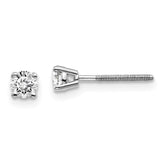 14K White Gold Diamond Stud Earrings with Threaded Post for Secure Fit