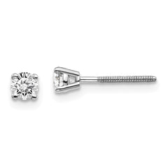 14K White Gold Diamond Stud Earrings with Threaded Post for Secure Fit
