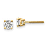 14K Gold Diamond Stud Earrings with Thread On/Off Closure