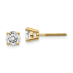 14K Yellow Gold Diamond Stud Earrings with VS Clarity, Elegant Design