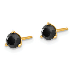 14K Gold Black Diamond Stud Earrings Elegant Women's Jewelry