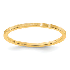 14K Yellow Gold 1.2mm Flat Satin Stackable Band Size 10