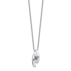 Sterling Silver 925 Polished Necklace with White and Purple Topaz Pendants