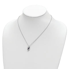 Sterling Silver 925 Polished Necklace with White and Purple Topaz Pendants