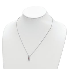 10K White Gold Swarovski Topaz Necklace with Pink Accent and Extender