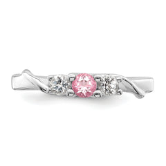 Survivor Collection Sterling Silver Rhodium-plated White and Pink Swarovski Topaz Joanna Ring