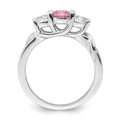 Survivor Collection Sterling Silver Rhodium-plated White and Pink Swarovski Topaz Joanna Ring