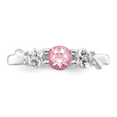 Survivor Collection Sterling Silver Rhodium-plated White and Pink Swarovski Topaz Joanna Ring