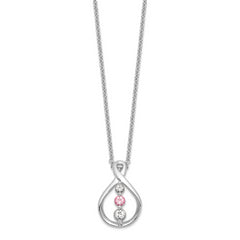 Sophia Jewelers 10K White Gold Rhodium Necklace with Pink and White Topaz