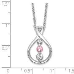 Sophia Jewelers 10K White Gold Rhodium Necklace with Pink and White Topaz