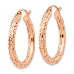 Sophia Jewelers 14K Rose Gold Diamond-Cut Hoop Earrings for Women