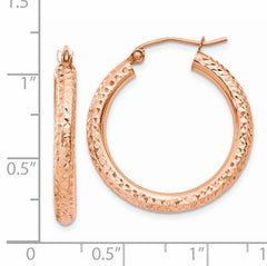 Sophia Jewelers 14K Rose Gold Diamond-Cut Hoop Earrings for Women