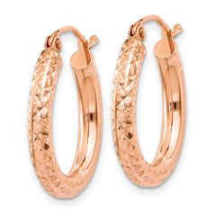 Sophia Jewelers 14K Rose Gold Diamond-Cut Hoop Earrings Elegant Polished Design