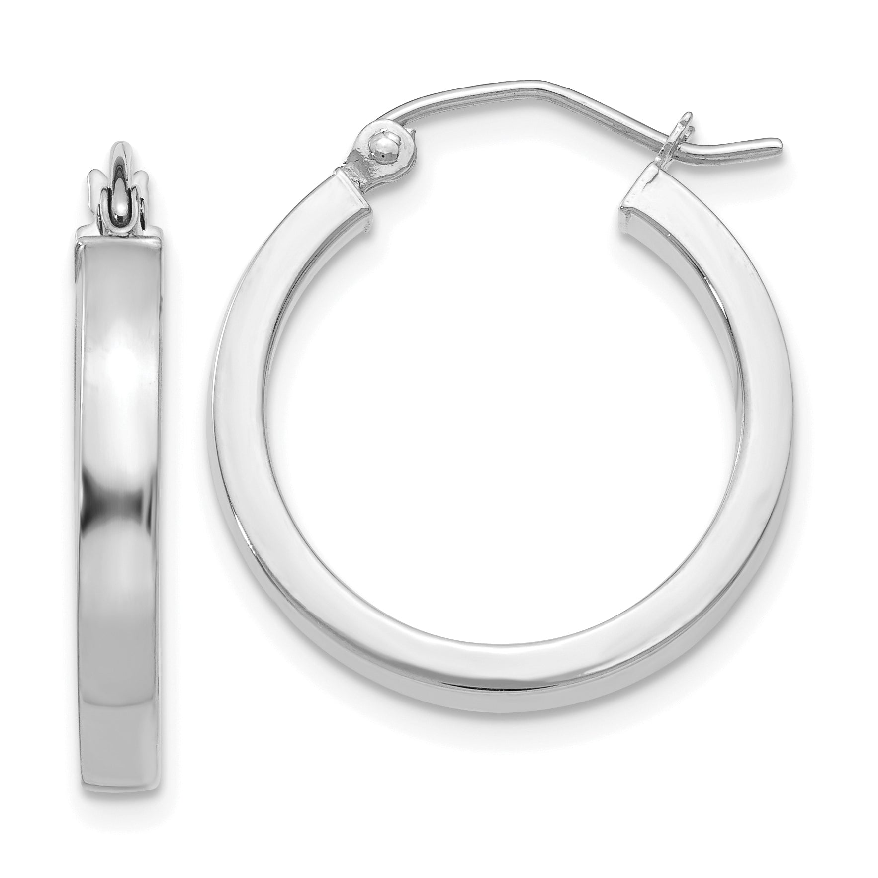 14k White Gold 2x3mm Rectangle Tube Hoop