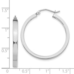 Sophia Jewelers 14K White Gold Polished Hoop Earrings for Women