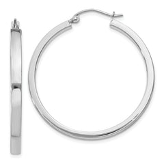 14k White Gold 2x3mm Rectangle Tube Hoop