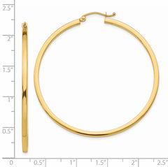 Sophia Jewelers 14K Gold Polished Square Tube Hoop Earrings for Women