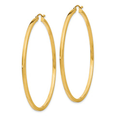 14K Gold Polished Square Hoop Earrings for Women Elegant Style