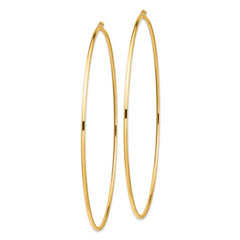 14k Polished 2x100mm Lightweight Round Tube Hoop Earrings
