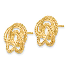 14K Gold Love Knot Earrings with Polished Twisted Design