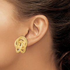 14K Gold Love Knot Earrings with Polished Twisted Design