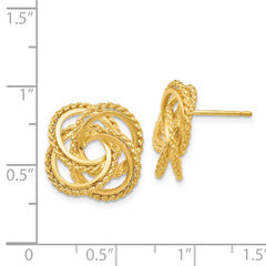 14K Gold Love Knot Earrings with Polished Twisted Design
