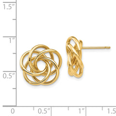 14K Gold Polished Love Knot Earrings for Women by Sophia Jewelers