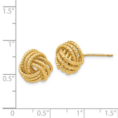 14K Gold Polished Love Knot Earrings with Elegant Twist Design