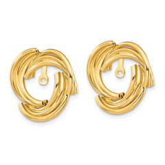 14K Gold Polished Love Knot Earring Jackets for Women