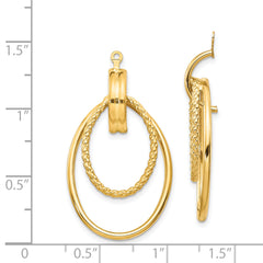 14K Gold Polished Double Oval Earring Jackets for Women