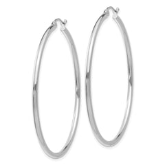 14K White Gold Lightweight Hoop Earrings with Polished Rhodium Finish