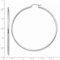 Sophia Jewelers 14K White Gold Polished Lightweight Hoop Earrings 60mm