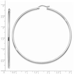 14K White Gold Polished Lightweight Hoop Earrings Elegant 65mm Design