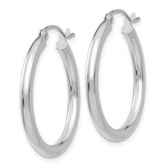 14K White Gold Lightweight Hoop Earrings with Polished Finish