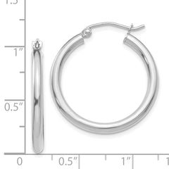 14K White Gold Lightweight Hoop Earrings with Polished Finish