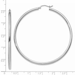 Sophia Jewelers 14K White Gold Lightweight Hoop Earrings with Polished Rhodium Finish