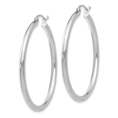 Sophia Jewelers 14K White Gold Lightweight Hoop Earrings with Polished Rhodium Finish