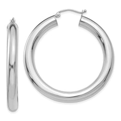 14k White Gold Polished 5mm Lightweight Hoop Earrings