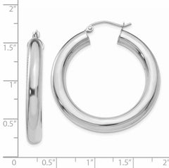 14k White Gold Polished 5mm Lightweight Hoop Earrings