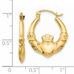 14k Polished Claddagh Hoop Earrings