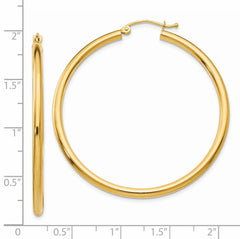 14K Polished 2.5mm Lightweight Tube Hoop Earrings