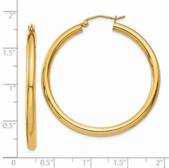 14K Polished 3mm Lightweight Tube Hoop Earrings